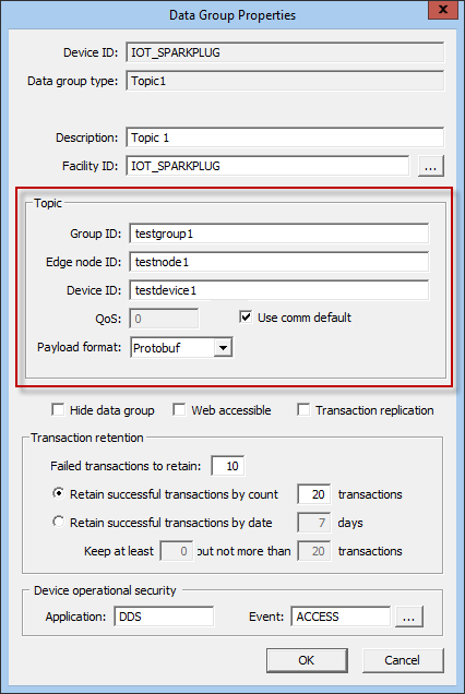 IoT Sparkplug EIE Data Group Properties